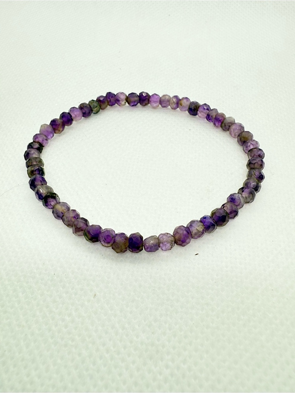 Faceted Amethyst Bead Stretch Bracelet - Purple